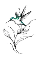 lily and hummingbird fine line tattoo design idea