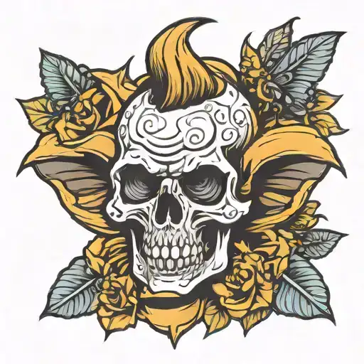 beehive skull tattoo design idea