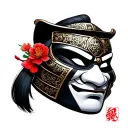 Japanese samurai mask tattoo design idea