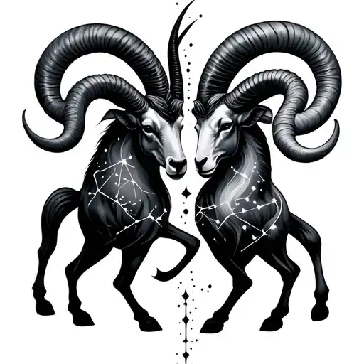 Capricorn and Aries constellation intertwined representing the client's tattoo design idea