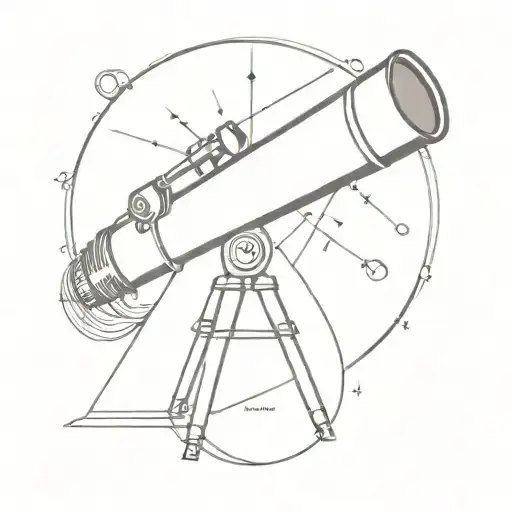 telescope with an eye symbol integrated tattoo design idea
