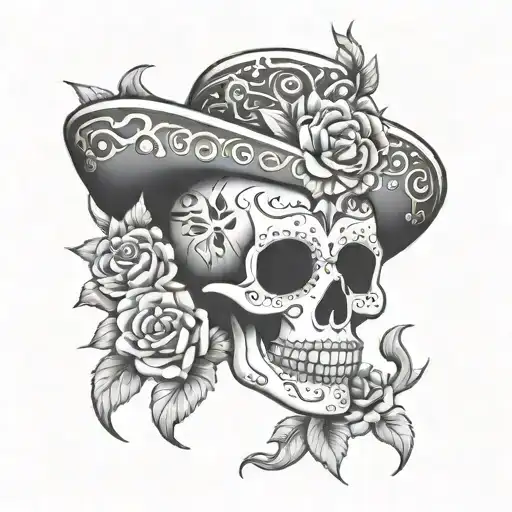 write the sentence "Until tomorrow God willing" in a Dia de los Muertos style tattoo design idea