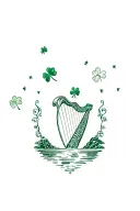 shamrock, harp, eire and an irish waterfall surrounded tattoo design idea