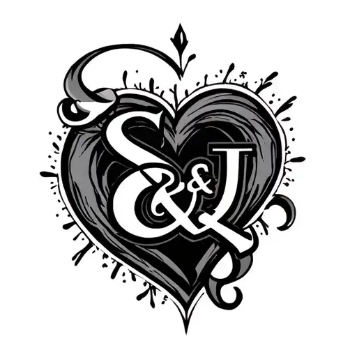 S&J with a heart around it tattoo design idea