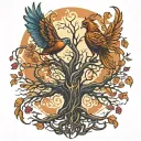 Phoenix Bird Inside A Tree Of Life tattoo design idea