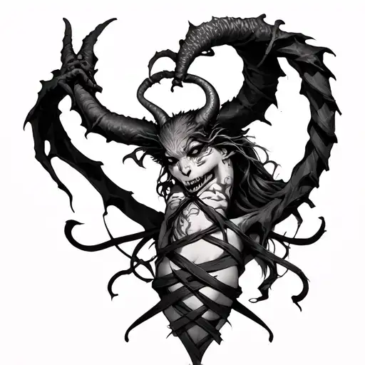 evil sexy demon bondage tattoo design idea