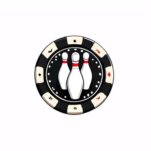 poker chip, bowling pins in the center tattoo design idea