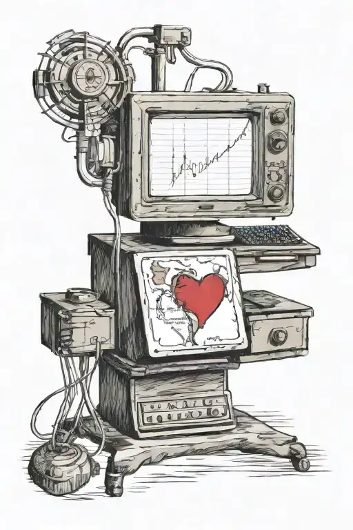 A realistic depiction of a desktop computer with a heart monitor line forming the shape of the Philippines, symbolizing your dedication to surgery and love for your country tattoo design idea