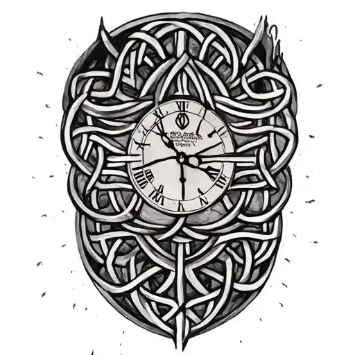 Celtic trinity knot clock face tattoo design idea