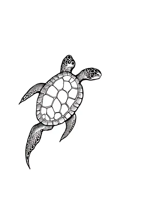 sea turtle swimming gracefully tattoo design idea
