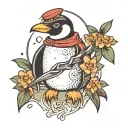 penguin + the name luka tattoo design idea