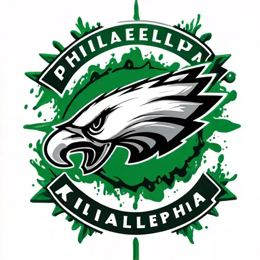 Philadelphia Eagles logo incorporating green blood tattoo design idea