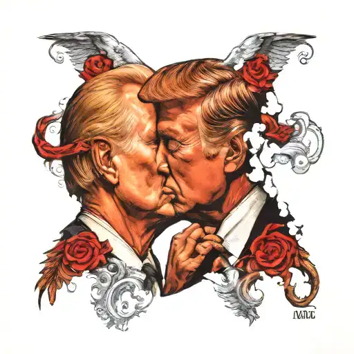 Donald trump kissing vladimir putin tattoo design idea