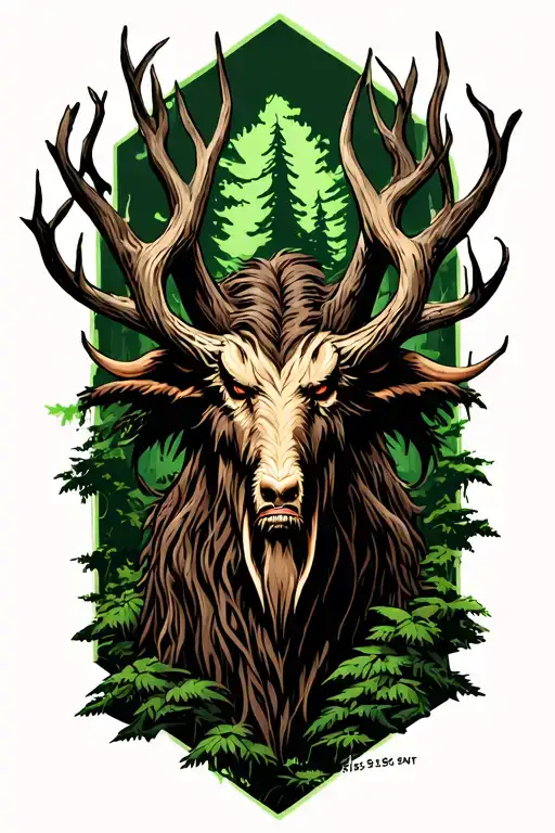leshy forest scene tattoo design idea