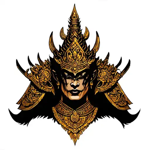 golden Thai warrior tattoo design idea
