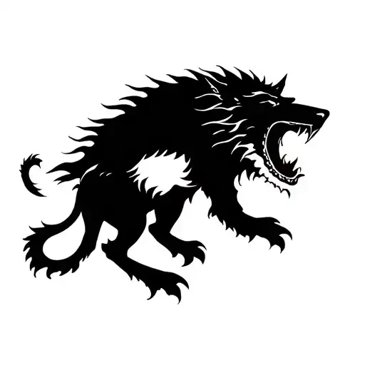 You are a medieval Scandinavian fairy tale artist. Draw Fenrir eating the sun.The drawing should be simple and with a m tattoo design idea