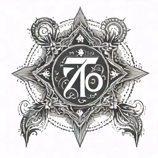 A minimalist design combining the numbers 765 with religious symbols representing your faith in God tattoo design idea