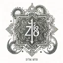 A minimalist design combining the numbers 765 with religious symbols representing your faith in God tattoo design idea