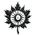 sun with maple leaf shaped like tattoo design idea