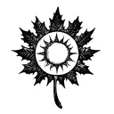 sun with maple leaf shaped like tattoo design idea