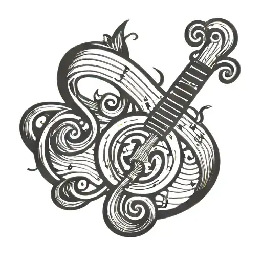 country music note intertwined symbolizing strength tattoo design idea