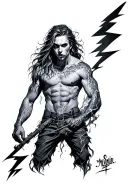 Mjonir with lightning bolt tattoo design idea