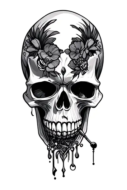 Skull piercing tattoo design idea