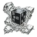 ominous black cube tattoo design idea