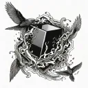 ominous black cube tattoo design idea