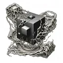 ominous black cube tattoo design idea