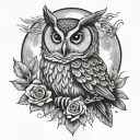 Tattoo of a beautiful realistic feminine owl crying with a full moon in the background holding a ripped bleeding heart  tattoo design idea