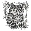 Tattoo of a beautiful realistic feminine owl crying with a full moon in the background holding a ripped bleeding heart  tattoo design idea