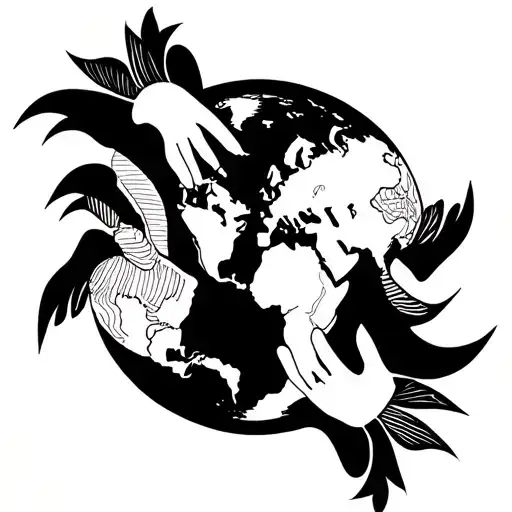 Tattoo which represents a friendship between 3 people and with a planet earth caricatured. And without any human form tattoo design idea