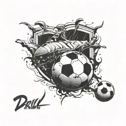 Combine elements of UK Drill music and soccer to create a dynamic and edgy tattoo design tattoo design idea