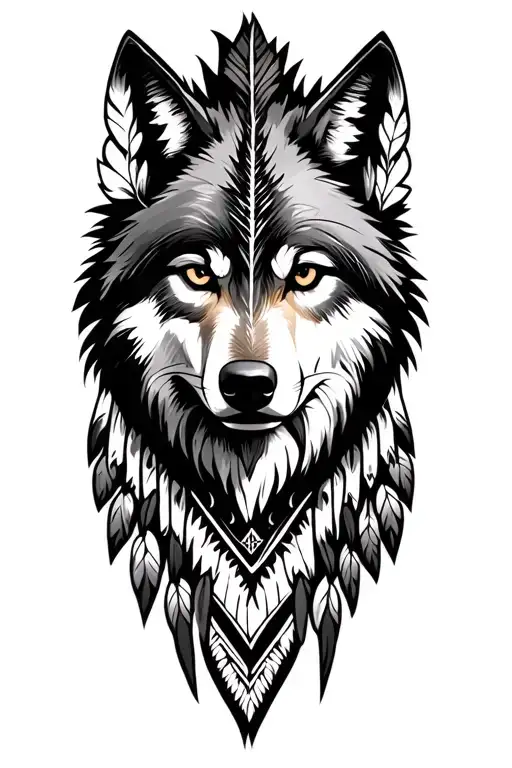 choctaw indian tribe wolf tattoo design idea