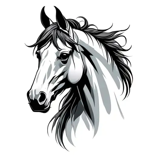 gothic horse with viking back ground tattoo design idea