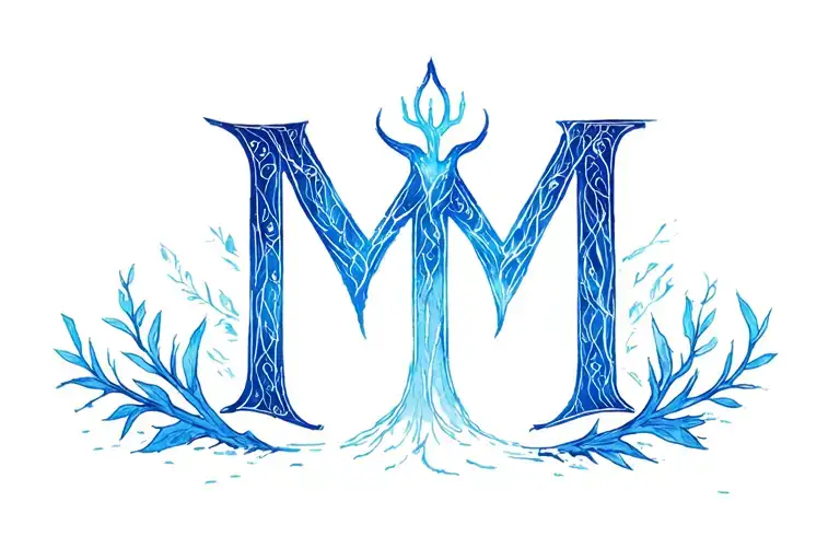 after all this time always lily potter patronus in blue water color add an M in calligraphy  tattoo design idea