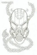 -chains  -Destiny Serpent -The Dragonborn Emblem from Skyrim -Factorio Gear -Gas Mask -T-60 armor gear tattoo design idea