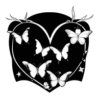 heart, butterfly, star tattoo design idea