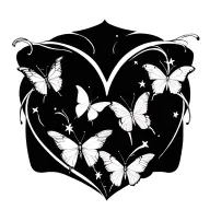 heart, butterfly, star tattoo design idea