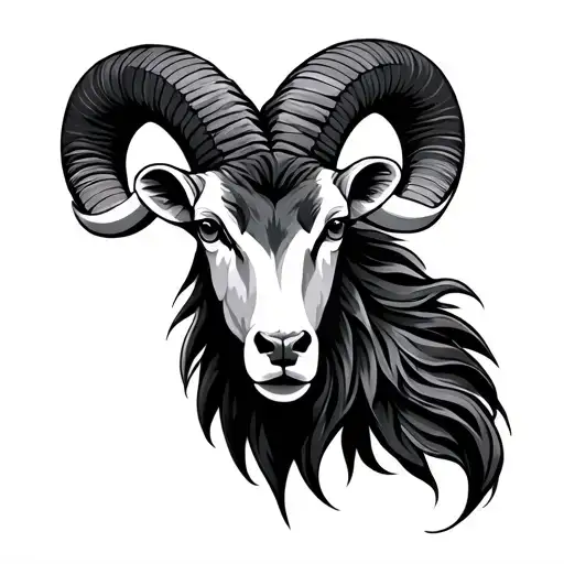 Aries rams head symmetrical tattoo design idea