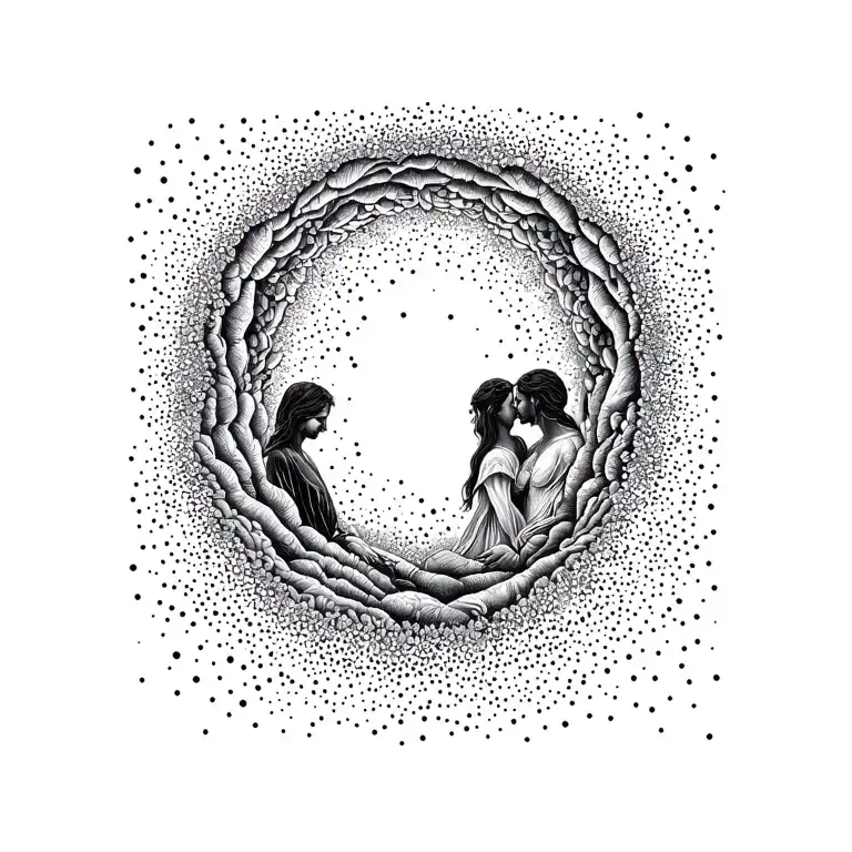 we are all connected in spirit dimension, love is eternal, family is forever tattoo design idea