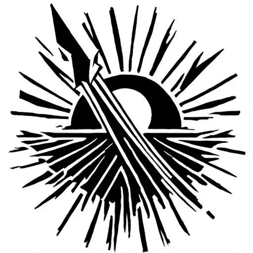 arrow and bow with half sun rising tattoo design idea
