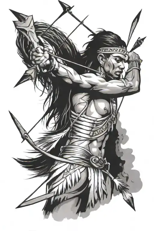 tattoo of a Brazilian Indian holding a bow and arrow tattoo design idea