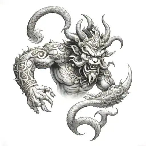 rahu demon tattoo design idea