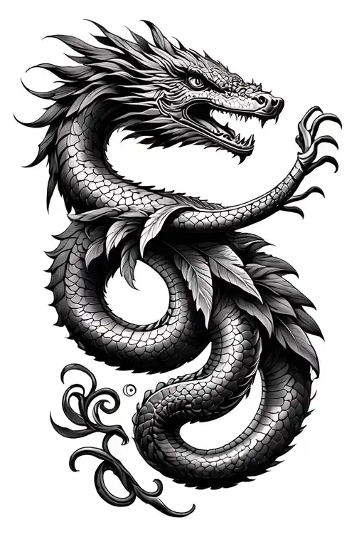 quetzalcoatl the feathered serpent wrapped around forearm tattoo design idea