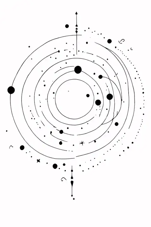 solar system and milky way tattoo design idea
