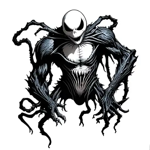 venom and nightmare before Christmas oogie boogie characters mixed together tattoo design idea