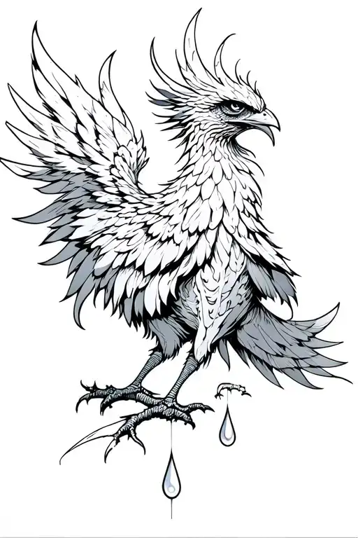 phenix  with a tear drop tattoo design idea