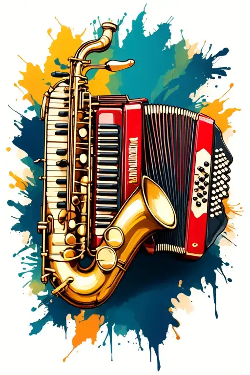 Saxophone and Accordion  tattoo design idea
